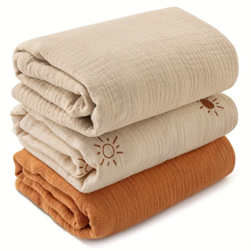 

100x100cm Baby Cotton Gauze 3 Piece Set Swaddle Wrap Pure Cotton for Boys Girls Blankets Safety Certification Hypoallergenic