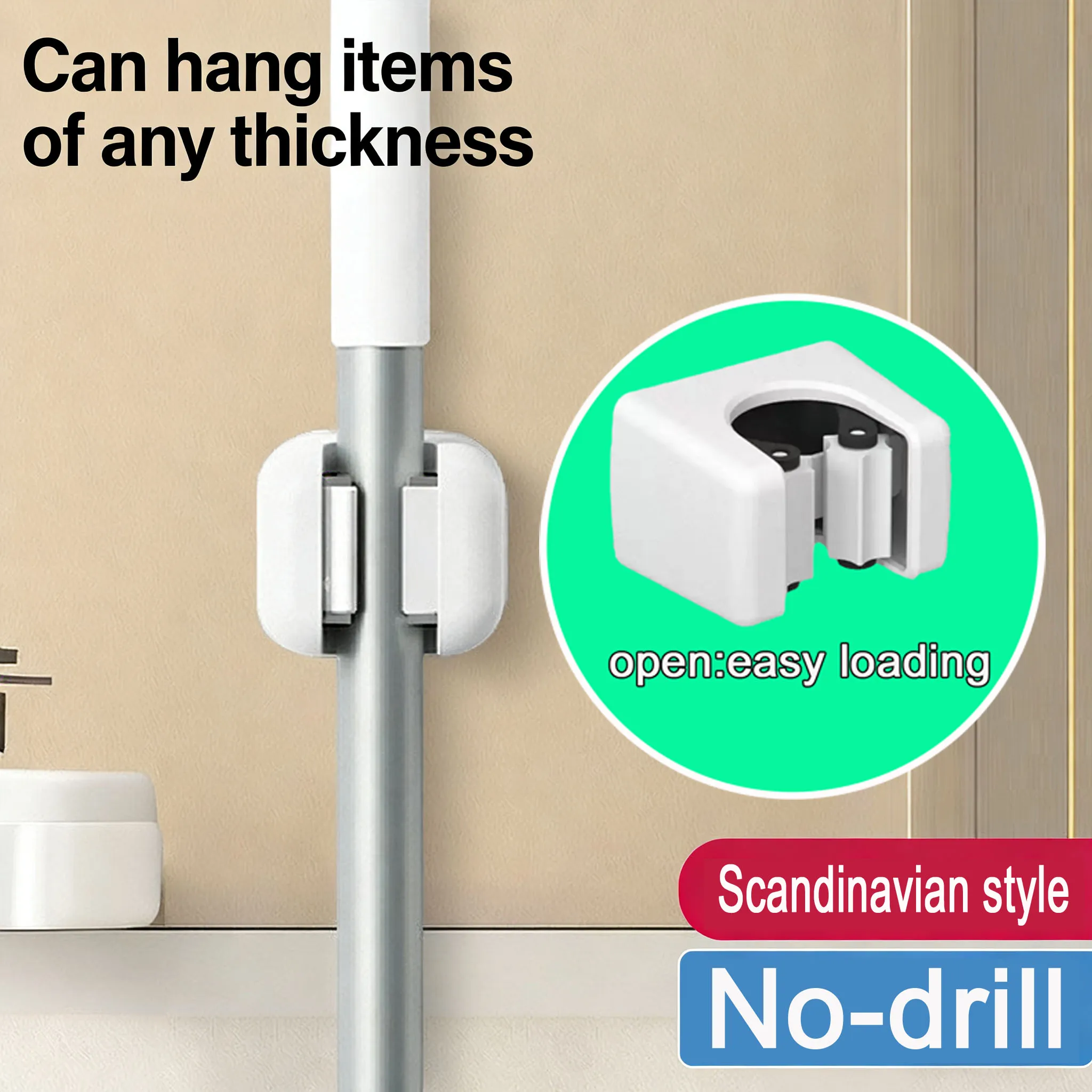 

Household Rack Mop Clip Broom Holder Wall Mount Storage Mop Organizer Holder Hanger Storage Rack Seamless Mop Clip Hook