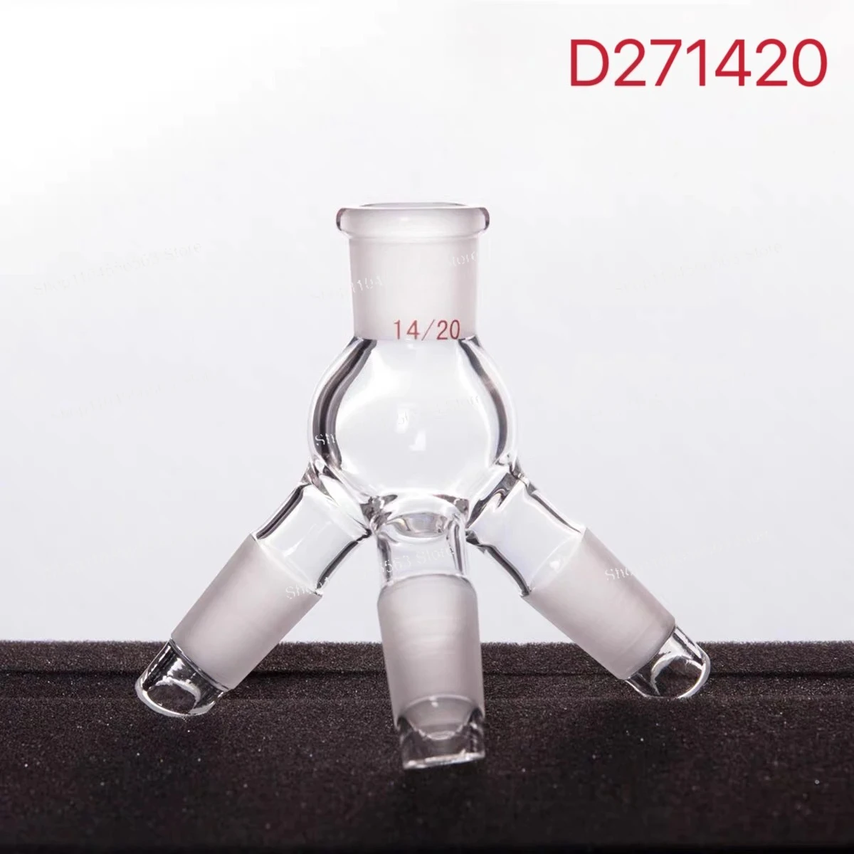 Tee type distillation receiver tube(Angle 135 degrees), Joint 14/20 19/22 24/40, Borosilicate glass, D27