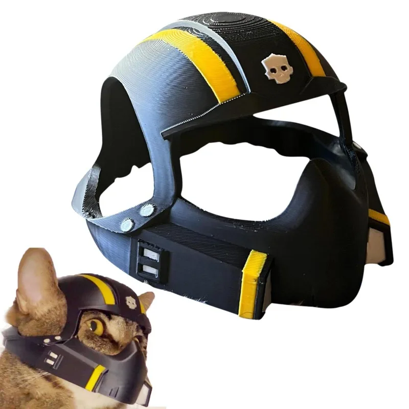 

1pcs 3D Printed PLA Cat Helmet Mask for Cosplay Funny Role Play Hat Strap Unique Gift for Pets