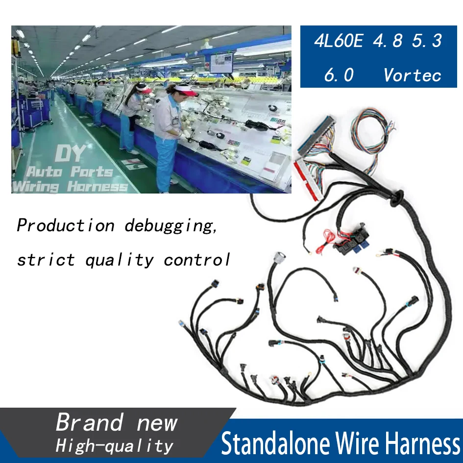 4L60E DBC with 8pcs EV1 to EV6 Adapter Engine Wiring Harness Standalone For 1997-2006 GM LS1 4L60E Drive by Cable 4.8 5.3L 6.0L