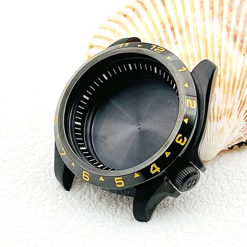 Mod الأسود الشكل NH35 حالة مختومة الغطاء الخلفي صالح سايكو اليابان الحركة التلقائية 20ATM مقاوم للماء الرجال الغوص استبدال ساعة