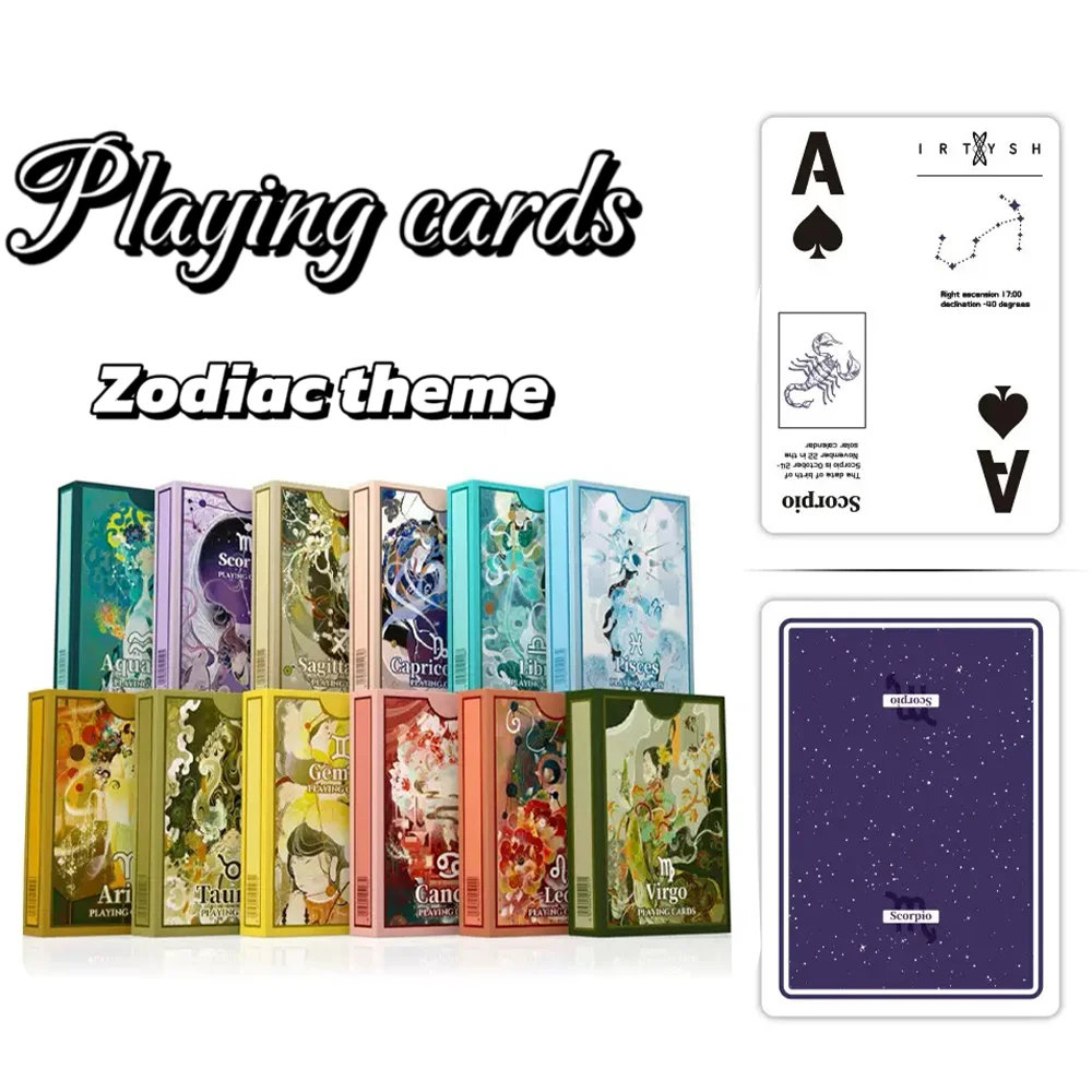 

Creative Zodiac Series Playing Cards 55PCS Cardistry Deck Durable Poker Cards Large Character Deck of Cards for Parties