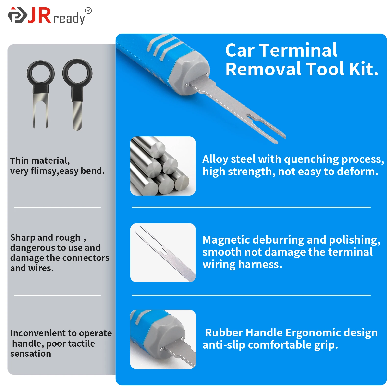 JRready ST5253 Automotive Terminal Removal Tool Kit-Car Pin Extractor Tool Set-Double Pin Extractor-Terminal Release Tool