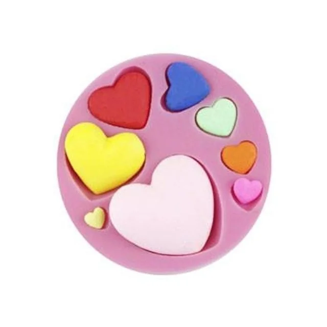 Loving Heart Shape Silicone Fondant Mold DIY Colorful Sweet Heart Chocolate Candy Paste Cake Decorating Tool Mold