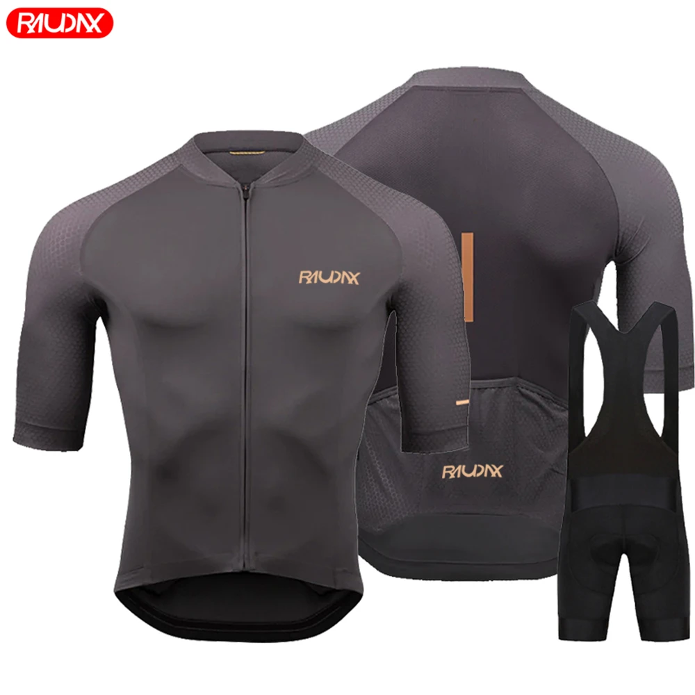 Raudax 팀 2024 남성용 반팔 사이클링 저지 세트, MTB Maillot Ropa Ciclismo 자전거 착용, 통기성 사이클링 의류, 여름