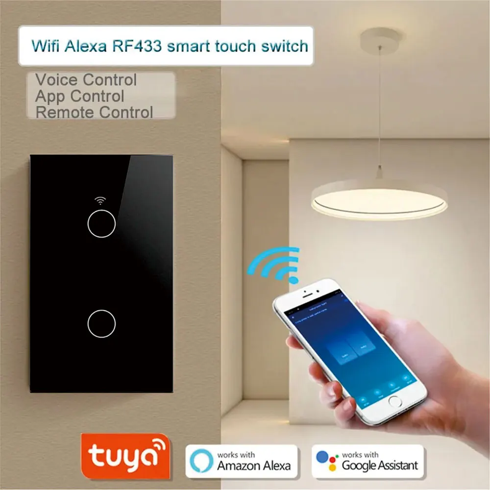 Tuya Smart Life Light Switch WiFi Touch Sensor Smart Switch App Remote Control No Neutral Wire 110V 220V For Alexa Google Home