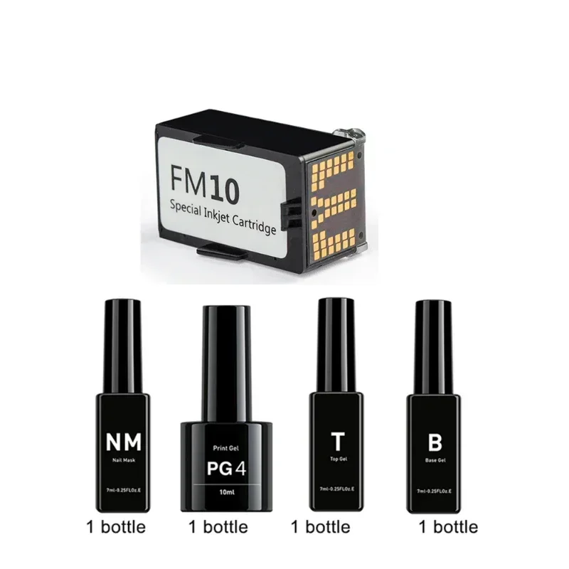 Nail Printer SM10 Ink Cartridge Set Pre-Print B, T, PG4, NM, And FM 10 Inkjet Cartridge Nail Gel Set