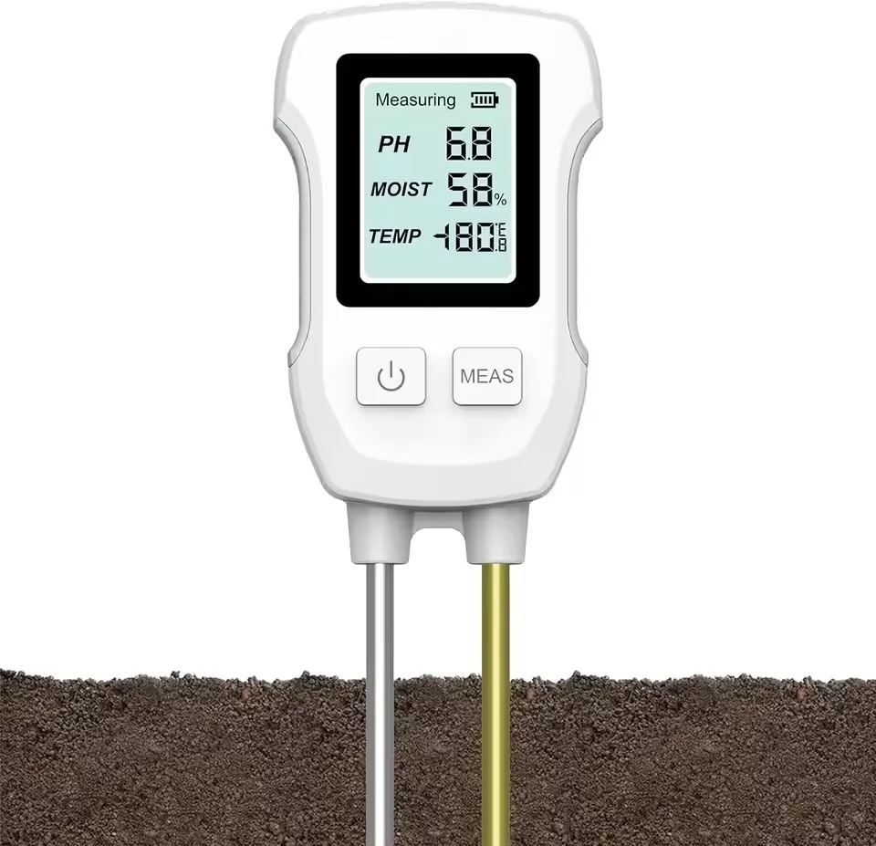 3-in-1 digitale LCD-bodemtester PH / vocht / temperatuur Hoge nauwkeurigheid bodemmeter met achtergrondverlichting voor kamerplanten Tuin Gazon Boerderij