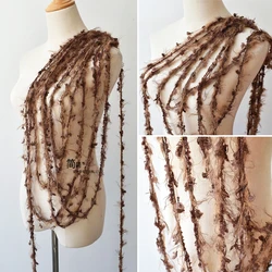 Brown Coffee Transformed Wool Velvet Tassel Lace Accessories Creative Cotton Yarn Wedding Decoration Design Clothing Fabrics