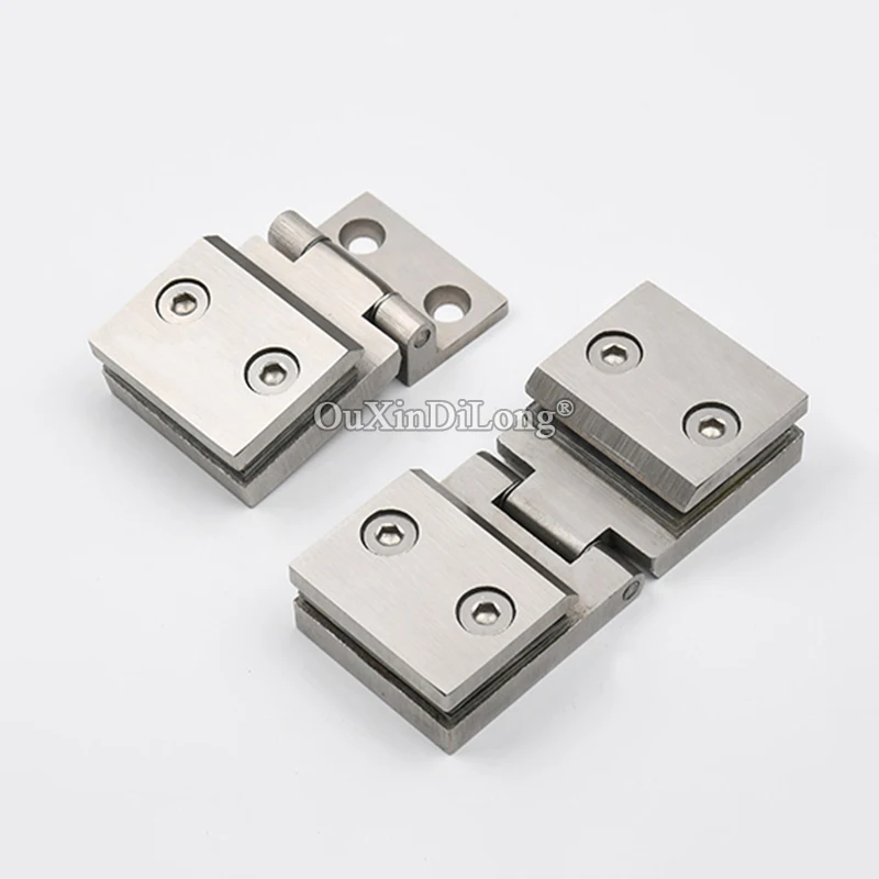 

2PCS 304 Stainless Steel Precision Casting Glass Cabinet Hinges Shopping Mall Jewelry Display Wine Cabinet Door Hinges Brushed