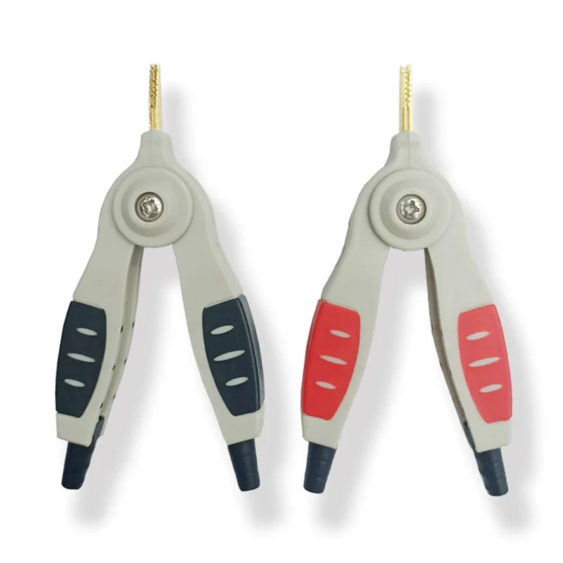 

ABVA-Copper Brass Clamp 5A Insulated Kelvin Test Clips Flat Crocodile Clip LCR Cable Battery Metal