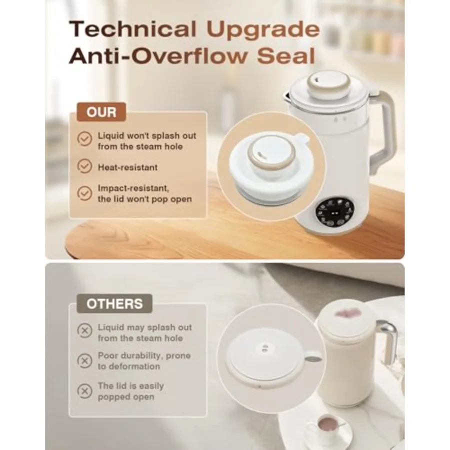 10 в 1 машина для приготовления орехового молока для домашнего использования, автоматическая машина для приготовления соевого молока на 55 унций с 12 лезвиями, идеально подходит для приготовления домашнего миндаля и овсяного кока