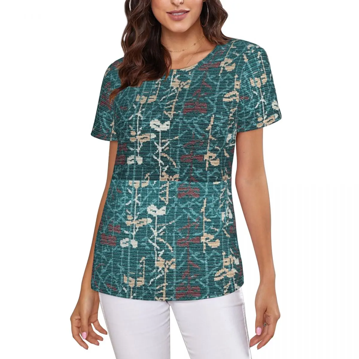 MCO Orlando International Airport Carpet T-Shirt Women Short Sleeve T Shirts Crew Neck Clothes Cotton Summer Tees Streetwear