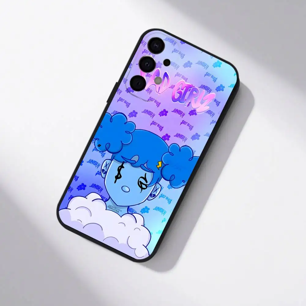 J-Junior H Sad Girl غطاء هاتف أسود لهاتف سامسونج S25، S24، S21، S22، S23، S30، Ultra، S20، Plus، Fe، Lite، 5G #2