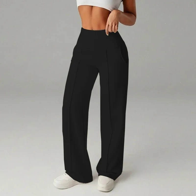 High Waist Crossed Loose Women's Casual Pants Drapey Elastic Multi-Color Wide Leg Comfortable Fit Spring Season Fashion