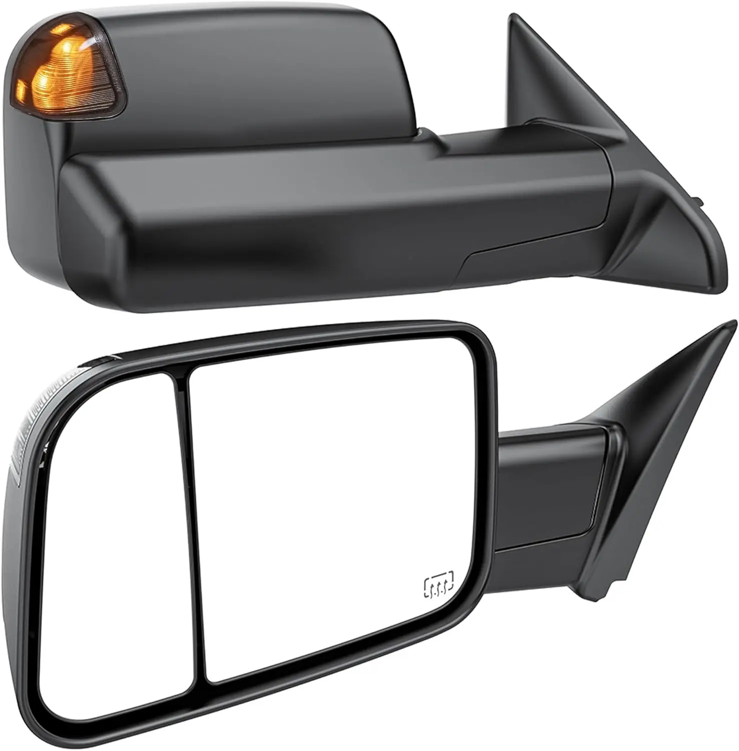 

Towing Application, Smoked Glass Material, Black Housing Color, Power Heated, Flip Up Extended Design