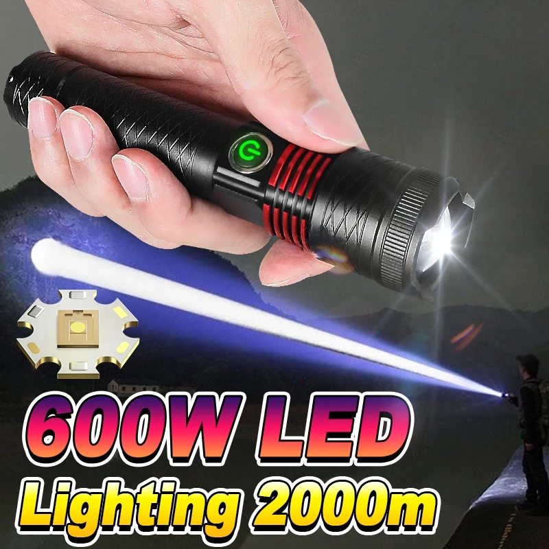 

Ultra Powerful Rechargeable Torch Lamp LED Tactical Flashlight Lighting 2000M High Power Flashlight 18650 XHP360 Hunting Lantern