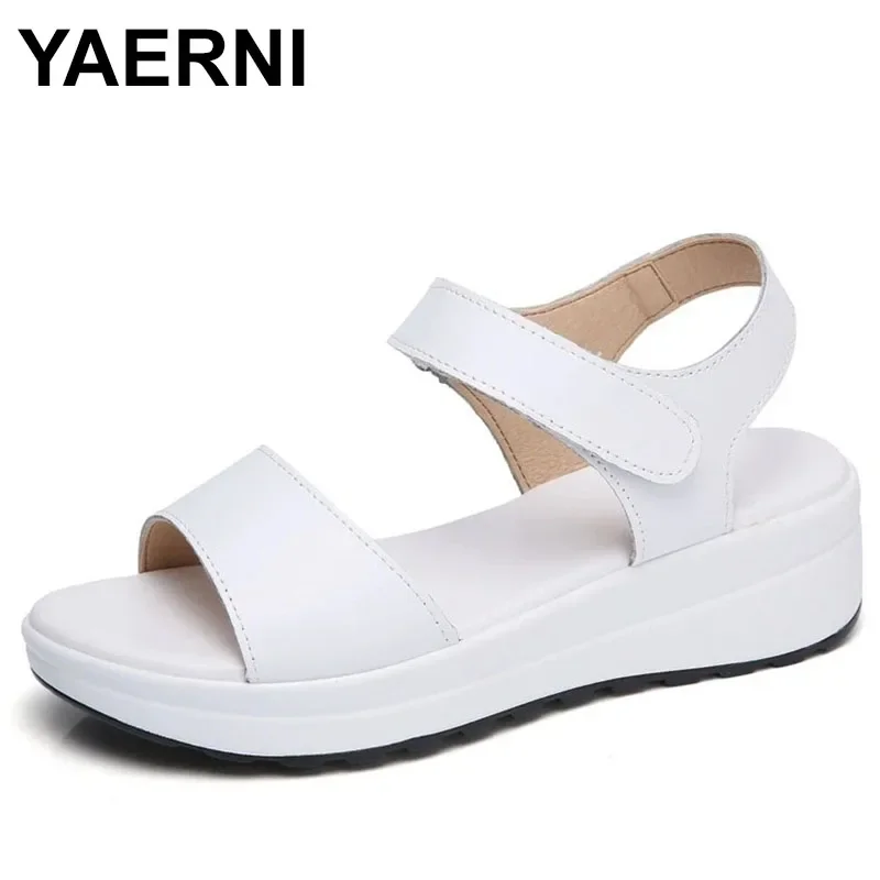 Leather Women sandals shoes Platform ladies white Sneakers Sandals shoe summer open toe Fashion High Heel footwearet67