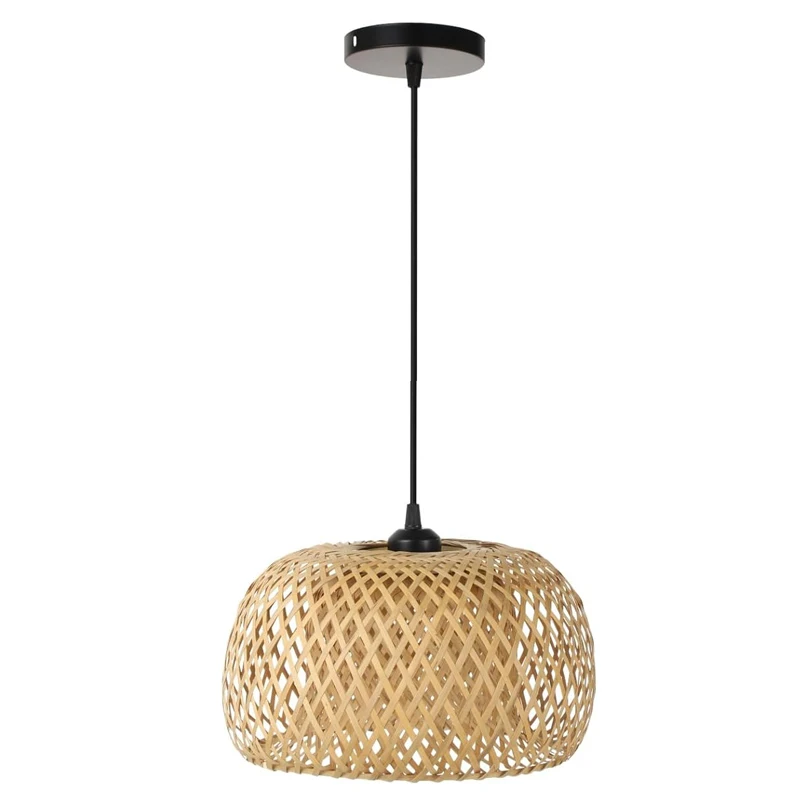 

Bamboo lantern pendant light Natural rattan E27 lamp head LED pendant light Hand woven lampshade lighting pendant light