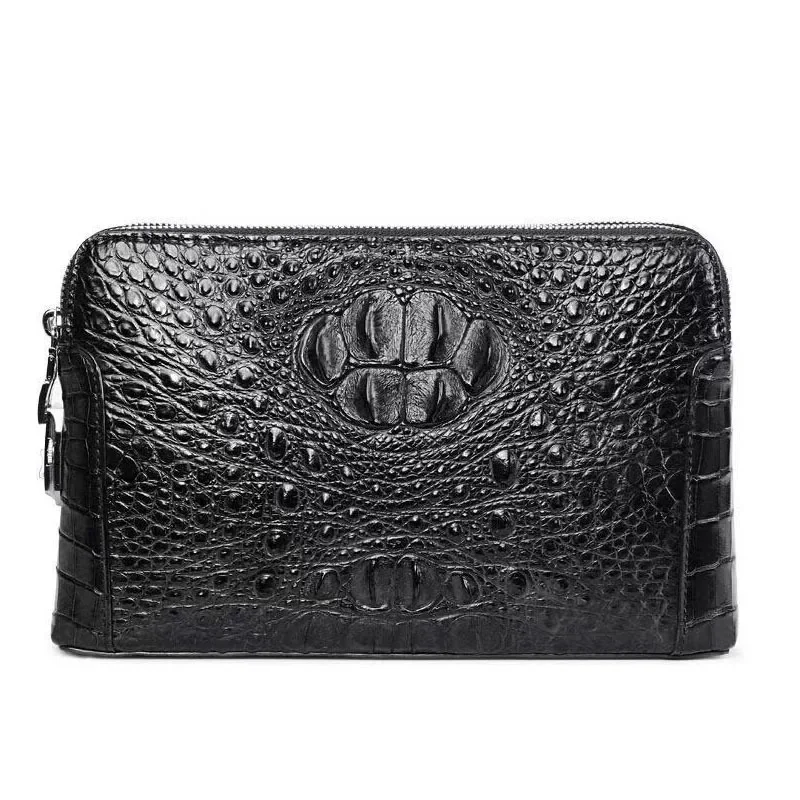 Wanexing Timsah deri el çantası erkek çantası moda rahat gerçek timsah çantası iş arka kemik deri şifre