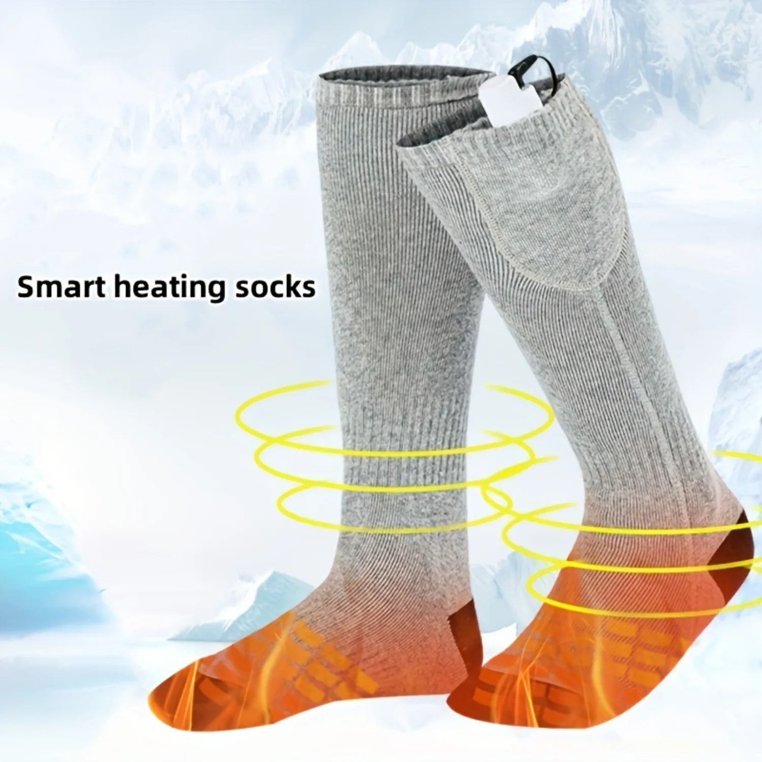 1 Pair Unisex Rechargeable Heating Knee High Sports Socks - Coldproof Thermal Calf Stockings for Running, Cycling, Outdoor Activ