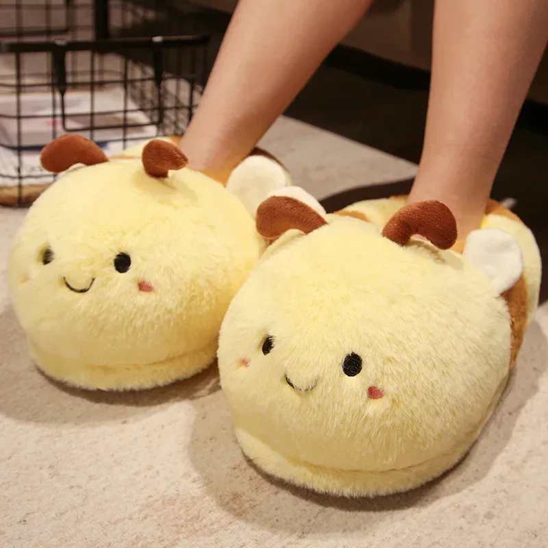 New Cartoon Rabbit Animal Slippers Plush Toy Slippers Cute Shark Duck Slippers Winter Warm Adult Shoes Doll Women's Indoor MN11