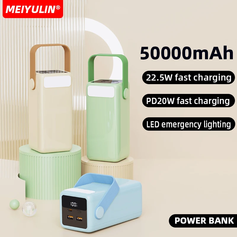 

50000mAh 22.5W Large Capacity Power Bank USB C PD20W Portable Fast Charging External Spare Battery For iPhone 15 Samsung Xiaomi