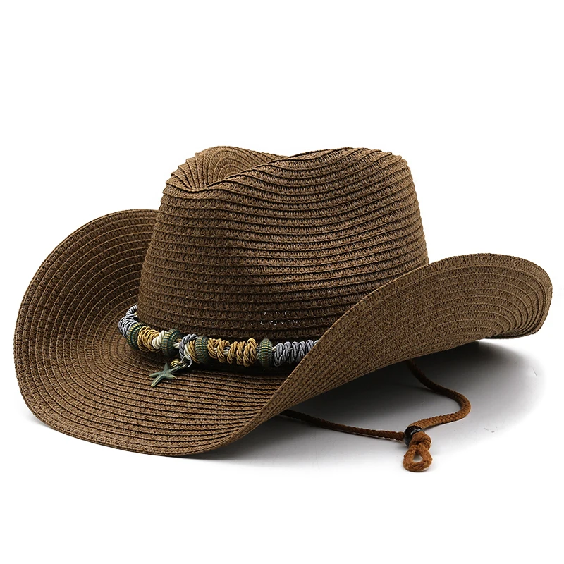 Bohemian Sun Hat For Women Foldable Beach Hats Ladies Summer Paper Straw Hats White Panama Travel Hat UV Protection cowboy hat