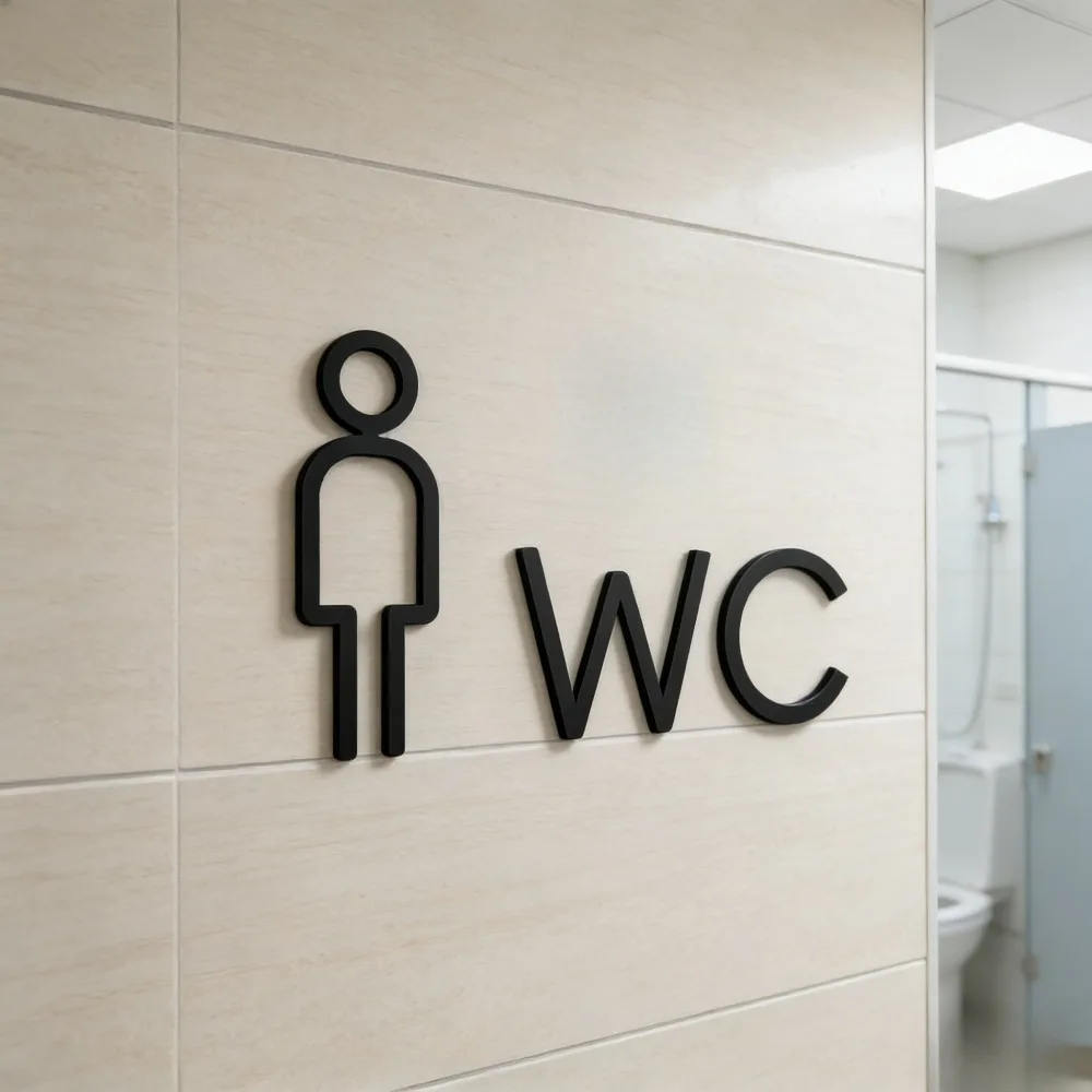 Herren-WC Acryl 3D-Schild, Modernes Minimalistisches Toilettentür-Dekor für Restaurant Hotel, Selbstklebend, Ideales Neujahrsgeschenk