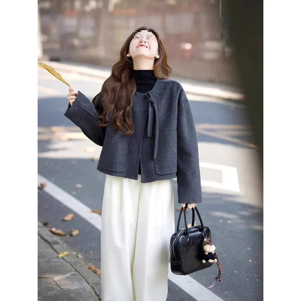 

2025 Korean Style Autumn Outfit Short Woolen Coat Temperament Suit for Women