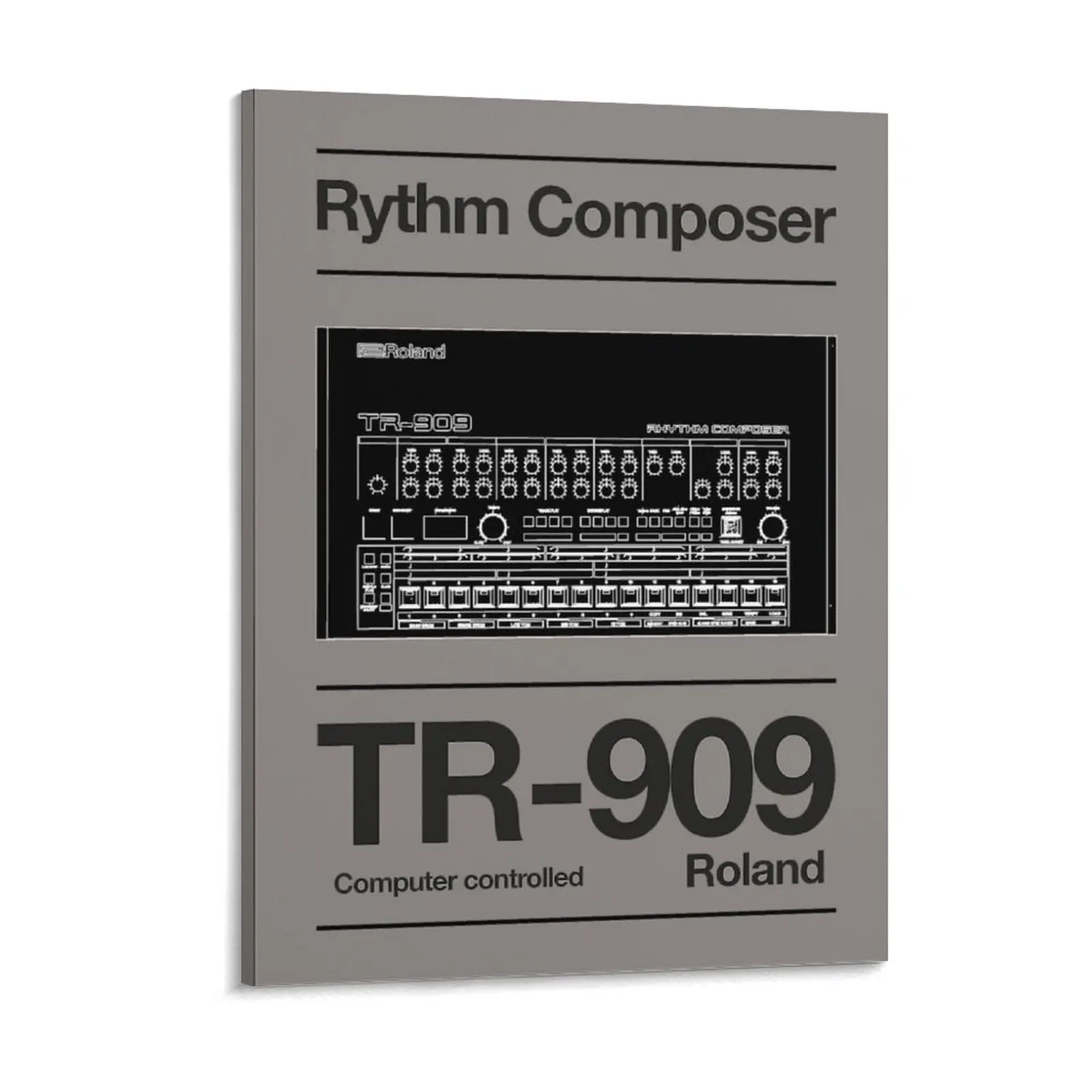 Synthwave Vibes الحد الأدنى Roland Tr 909 إيقاع الملحن الفن قماش اللوحة المرآب سينما تصميم لوحات حائط مؤطرة