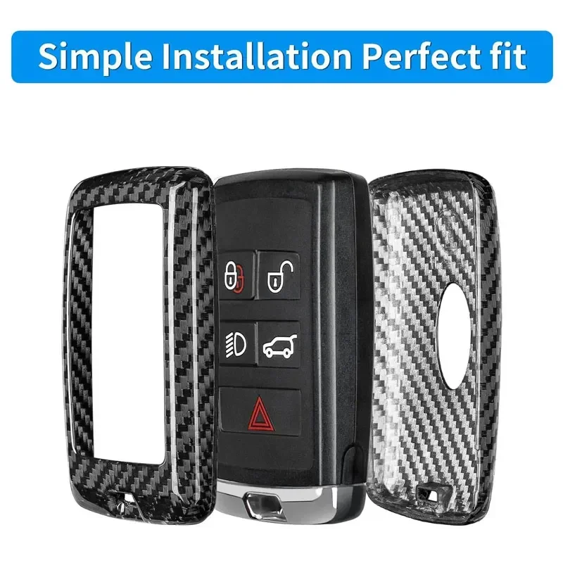 Key Fob Cover For Range Rover With Key Chain Carbon Fiber Key Case For Land Rover Defender 10S HSE Sport Dsicovery HSE Velar