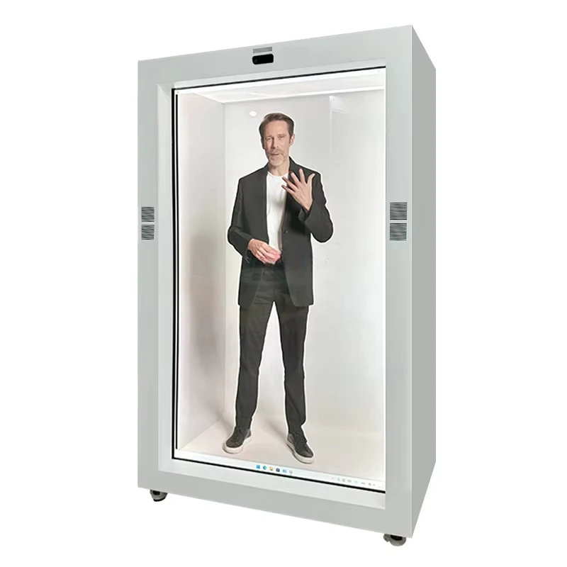 

86-Inch interactive 3D holographic box transparent LCD display cabinet touch screen real-time projection