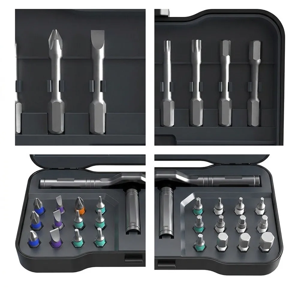 32-in-1 Ratchet Screwdriver Set with For S2 Steel Bits Detachable Handle and Magnetic Bit Holders for Precision Work