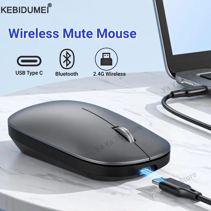 Wireless Mouse Dual Mode 2.4Ghz Bluetooth-Compatible Gaming Mouse Ergonomic Rechargeable Mice for PC/Laptop/Macbook