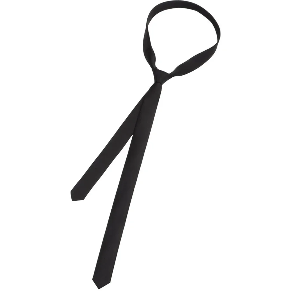 1pc Classic Elegant Black Tie 3cm Ultra-narrow Tie for Women Man Fashion Korean Simple Clip Tie Slim Smooth Clothing Accessories