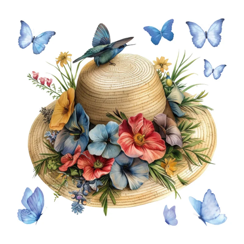 Butterfly Flower Hat Toilet Sticker Self-Adhesive DIY Sticker Paintings Removable Wall Decor For Bathroom Living Room Bedroom