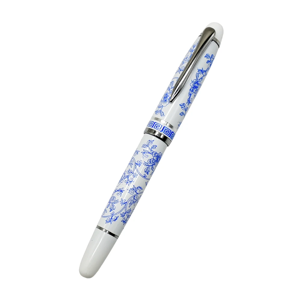 Standard Classic Office Blue and White Porcelain Horse Ink Pen F Nib Gift Fountain Pen School Pens Office Supplies Stationery