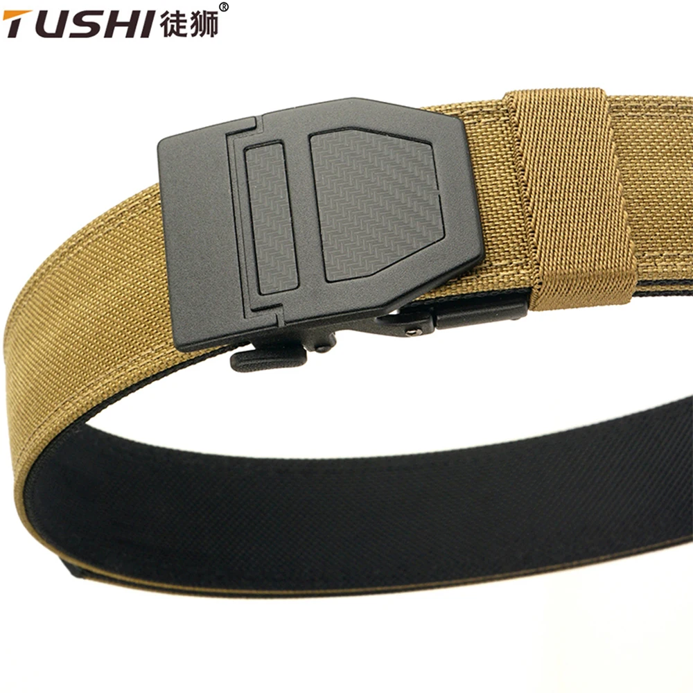 

TUSHI New Hard Tactical Belt for Men Metal Automatic Buckle IPSC Gun Belt 1100D Nylon Military Belt Outdoor Sports Girdle Male