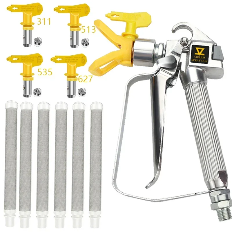 

Airless Paint Spray Gun, High Pressure 3600 PSI with 4 x Swivel Joint 211,415,517,621 and 6 x Filter