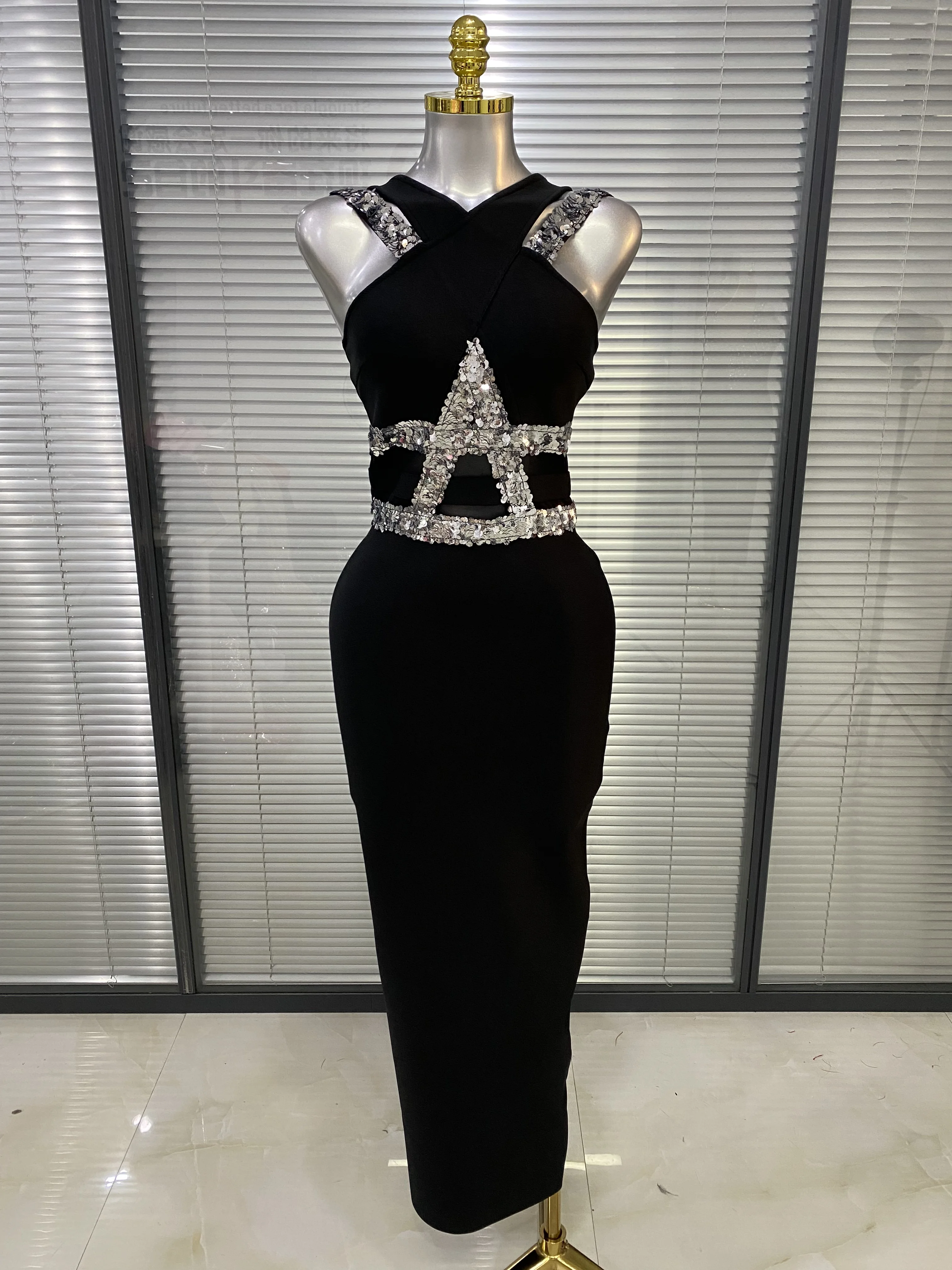 

Роскошное блестящее платье макси с бриллиантами для женщин, сексуальное, длинное, бандажное, для вечеринок, дней рождения, выпускных, нарядное платье-вистедо