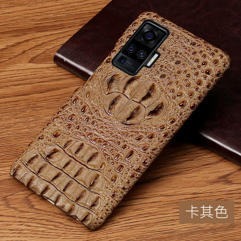 New Luxury Shockproof 3d Real Leather Embossed Crocodile Pattern For Vivo X50 X30 X27 Pro Phone Back Cover Protection Case