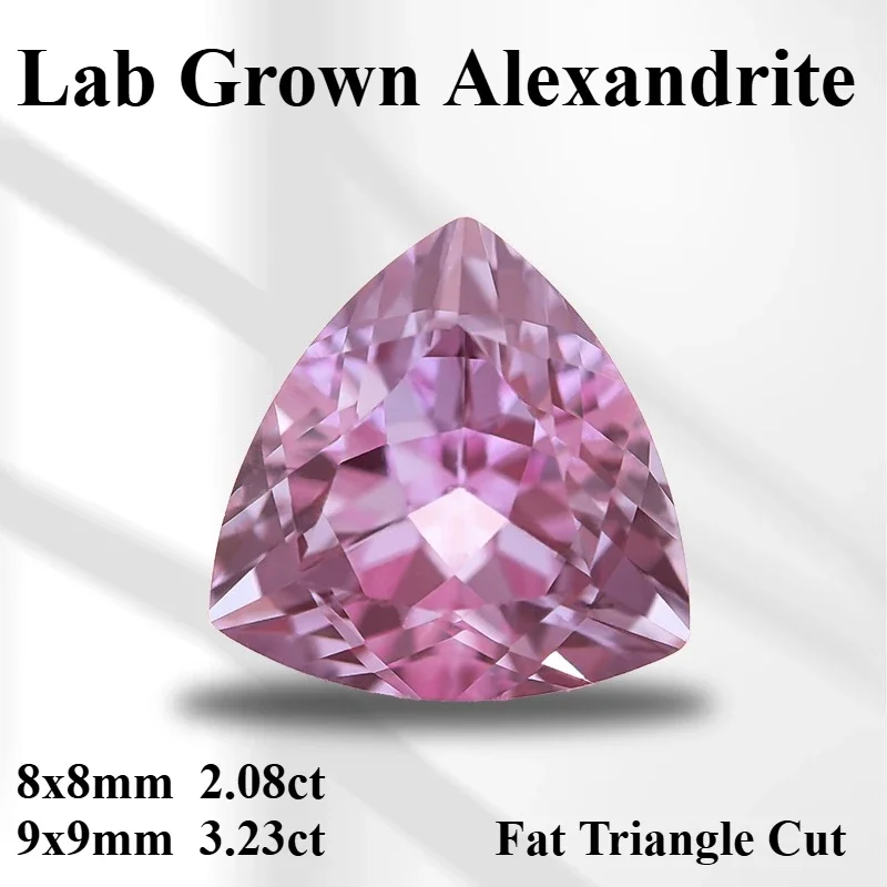 

Lab Grown Alexandrite Fat Triangle Cut Change Color Stone DIY Ring Necklace Earrings Main Materials Selectable AGL Certificate