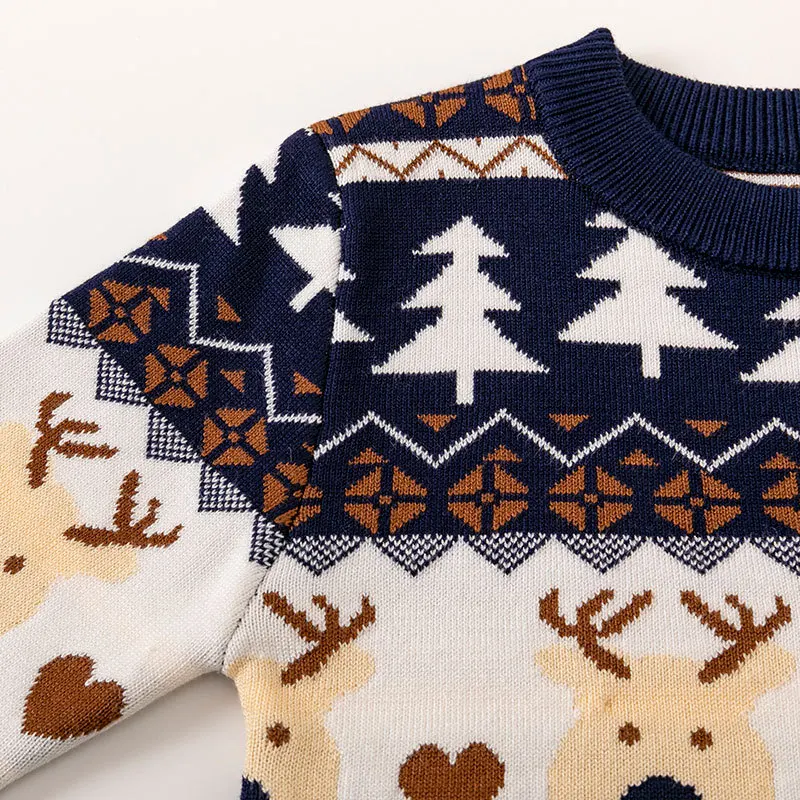 New Children\'s Christmas Jumper Boys Cartoon Deer Knit Sweater Autumn Winter Girls Warm Cute Casual Coat 2-6 Years Old