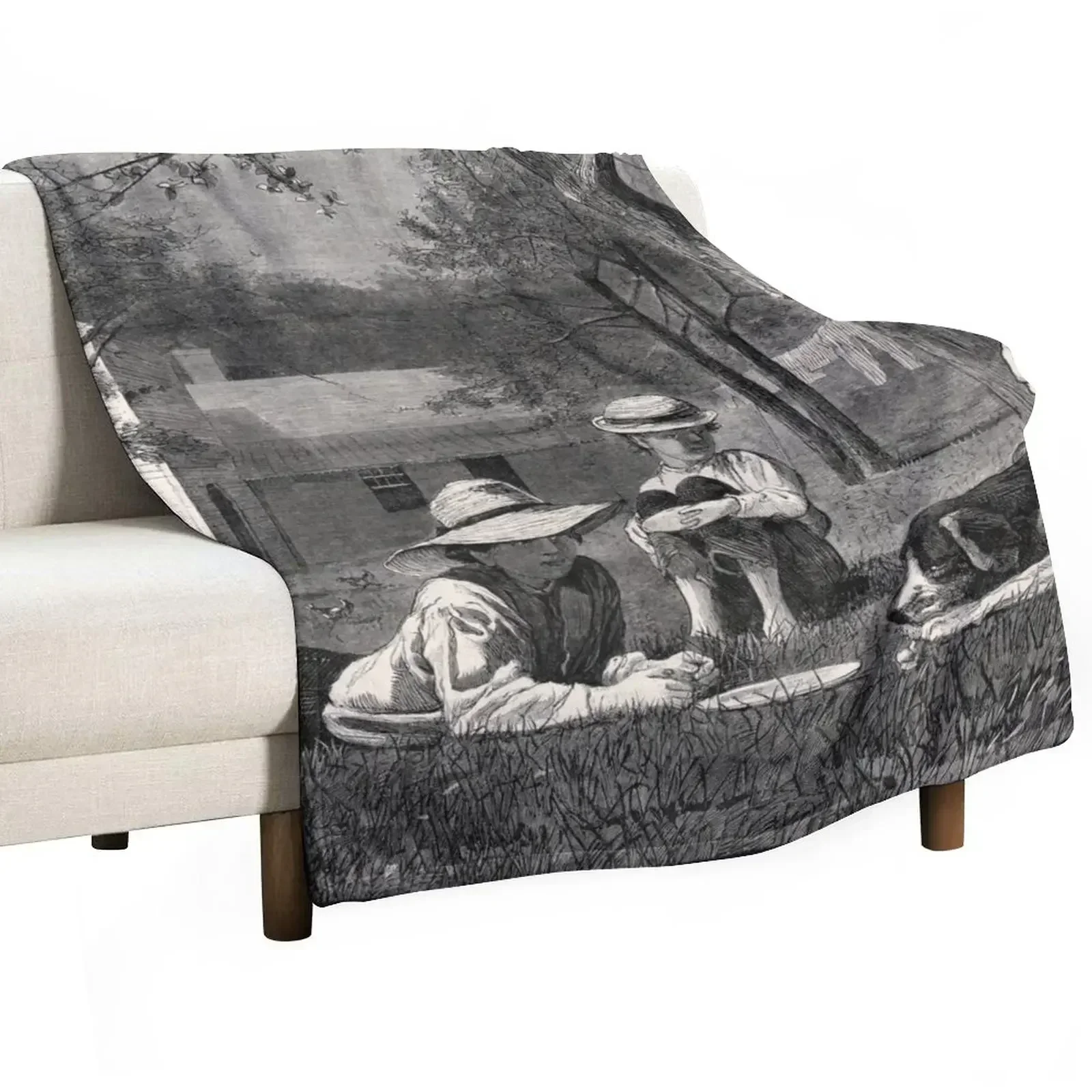 

The Nooning - Winslow Homer Throw Blanket Machine Washable Soft Warm Blanket