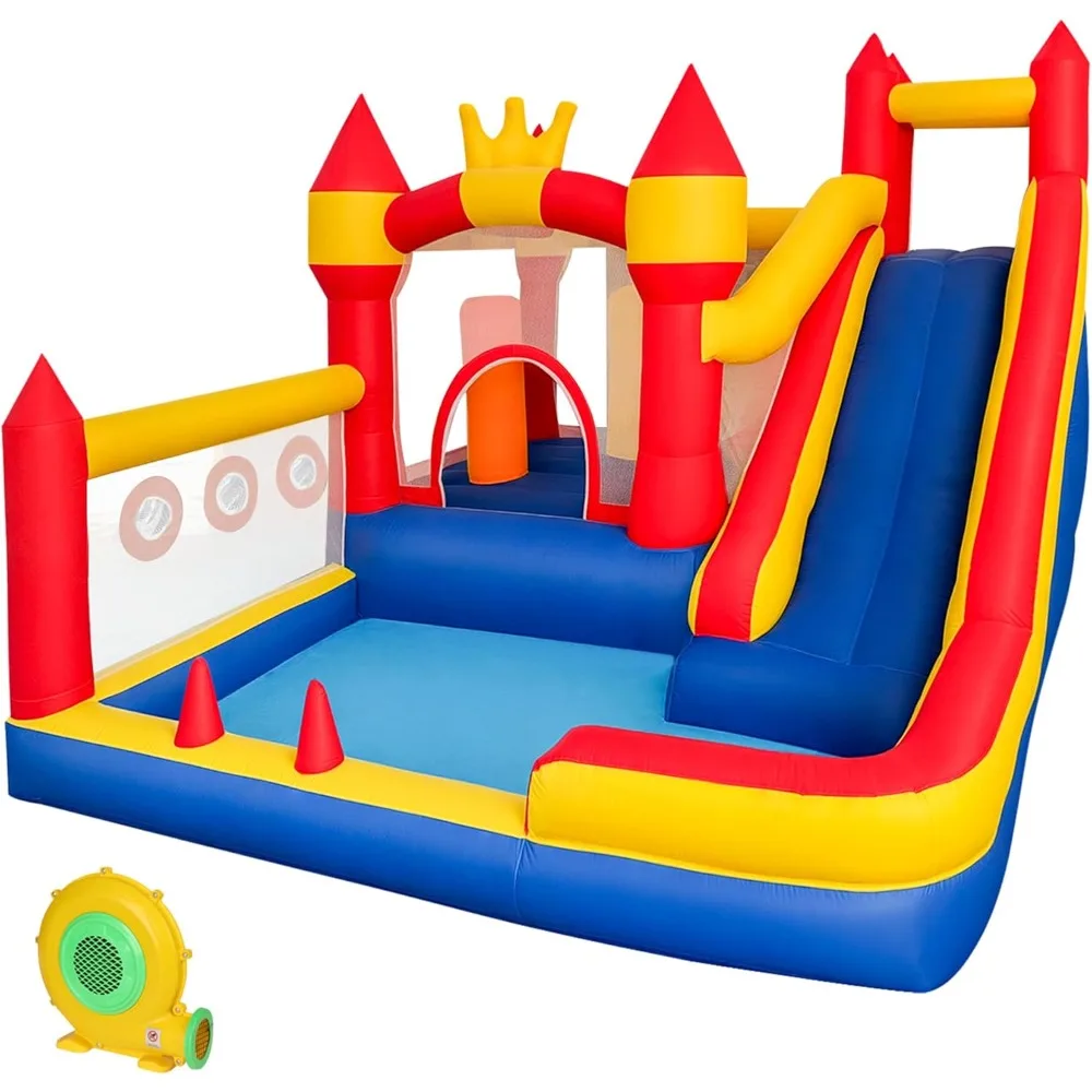 

Bounce House, 8-in-1 Bounce House for Kids, Bouncy House with Slide, Climbing Wall, Ball Pit, Obstacles, Trampoline & Ba