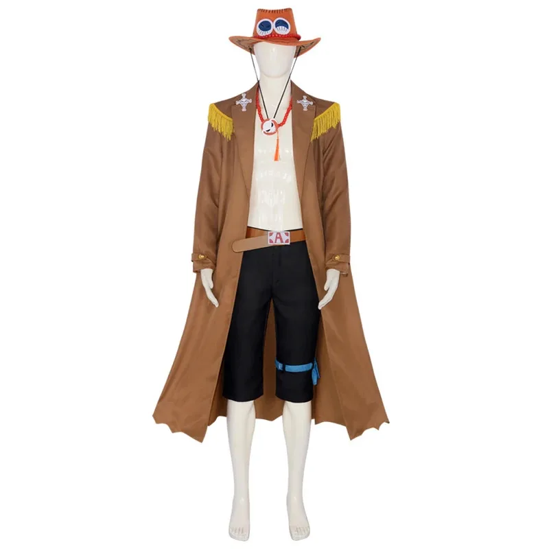 

Portgas D Ace Cosplay Costumes Coat Pants And Hat Anime Role Paly Uniform Halloween Carnival Party Suit For Men Women mj:3