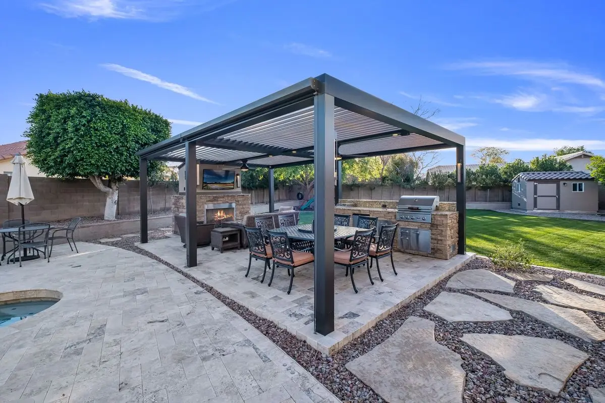 

Custom Bioclimatic Aluminum Pergolas Motorized Louvered Outdoor Garden Structure Rainproof with Aluminum Frame & Powder Coating
