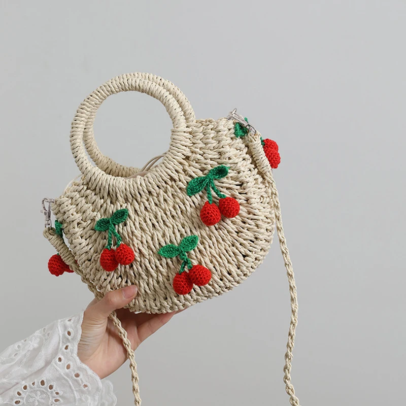 Cute Cherry Deco Shoulder Bag Small Basket Bag Funny Paper W